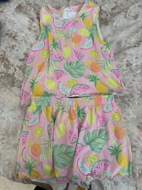 Z Supply Pink Tropical Fruit Tank & Shorts Pajama Set